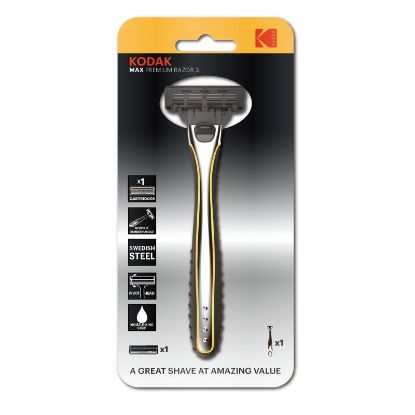 Изображение Бритвенная система Kodak MAX Prem Razor 3 мужская серебро/черный 3 лезвия 1 сменная кассета (12/72/1