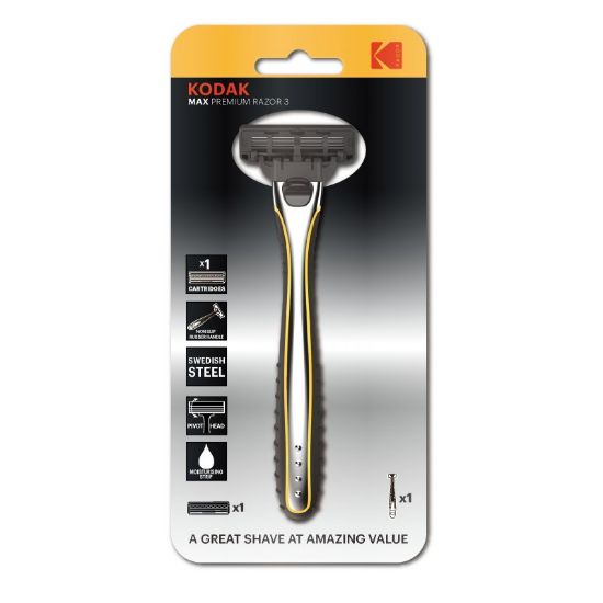 Изображение Бритвенная система Kodak MAX Prem Razor 3 мужская серебро/черный 3 лезвия 1 сменная кассета (12/72/1