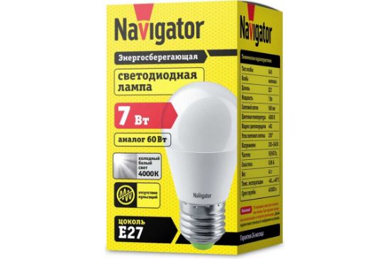 Изображение Лампа/ Navigator 94 469 NLL-G45-7-230-4K-E27