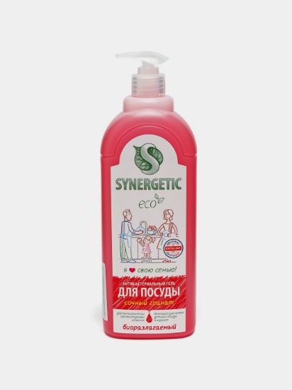 Изображение Средство биоразлагаемое для мытья посуды, детских игрушек SYNERGETIC с ароматом граната, 1л
