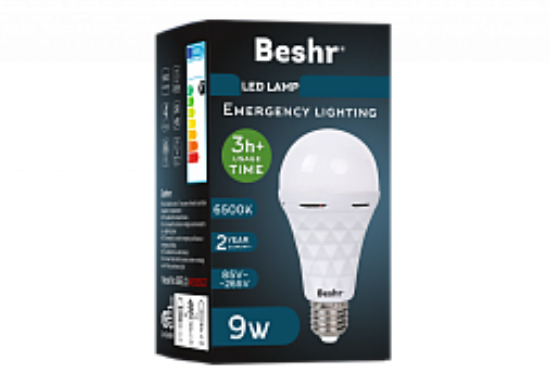Изображение BESHR LED LAMPA 6500К 9W Emergency (заряд 3ч+)
