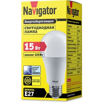 Изображение Лампа/ Navigator 61 239 NLL-A60-15-230-6.5K-E27