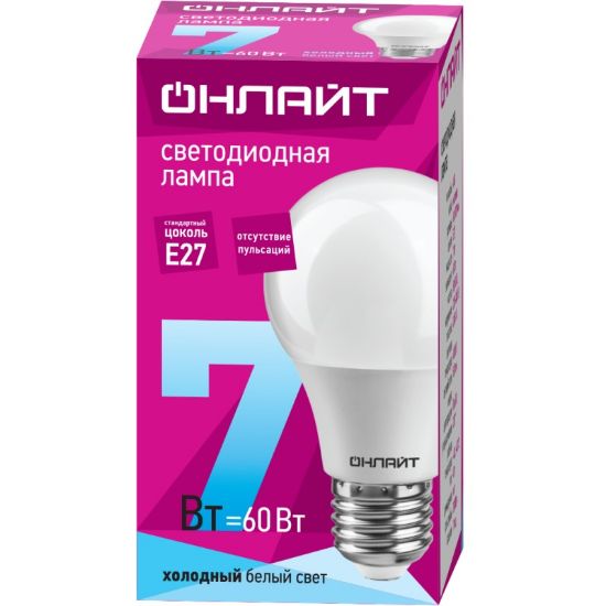 Изображение Лампа/ ОНЛАЙТ 71 648 OLL-A60-7-230-4K-E27