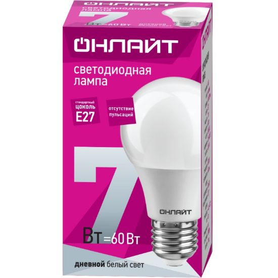 Изображение Лампа/ ОНЛАЙТ 61 139 OLL-A60-7-230-6.5K-E27