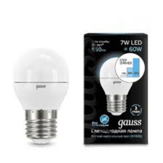 Изображение GAUSS LED GLOBE лампа 7W E27 A60 4100K