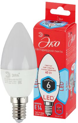 Изображение Лампа B35-6W-840-E27 свеча, 40Вт нейтральный
