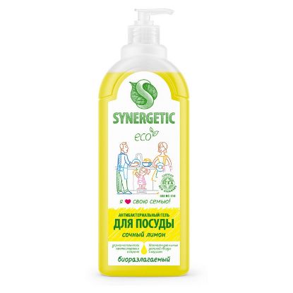 Изображение SYNERGETIC Средство для мытья посуды сочный лимон 1 л