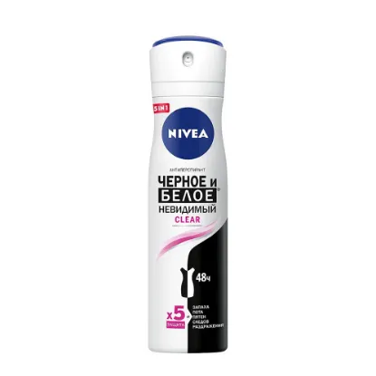 Изображение NIVEA спрей для женщин чёрное и белое  CLEAR 150 мл