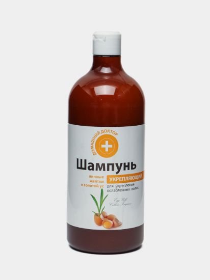 Изображение "Домашний Доктор" Шампунь "Укрепляющий "Яичные желтки и золотой ус", 1000 мл