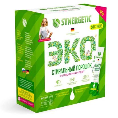 Изображение SYNERGETIC Стиральный порошок суперконцентрат 50 стиков