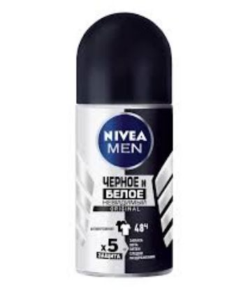 Изображение NIVEA антиперспирант-ролик мужской Чёрное и белое Невидимая защита 50 мл
