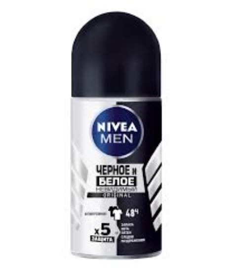 Изображение NIVEA антиперспирант-ролик мужской Чёрное и белое Невидимая защита 50 мл