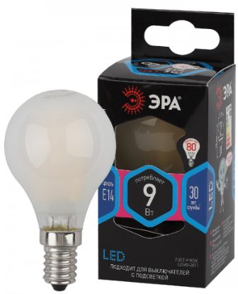Изображение ЭРА лампа F-LED P45 9W E14 4000K