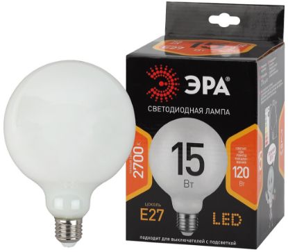 Изображение ЭРА лампа F-LED G125 15W E27 2700K шар D125