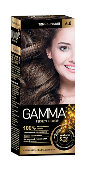 Изображение Стойкая крем-краска для волос GAMMA PERFECT COLOR тон 6.0 Темно-русый