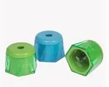 Изображение Точилка Hatber ROTOCAP Пластиковая Цветная-Ассорти- 2 цв. 16шт в картонной Дисплей-витрине