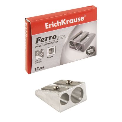 Изображение Металическая точилка ErichKrause Ferro Plus два отверствия цвет корпуса серебрянный