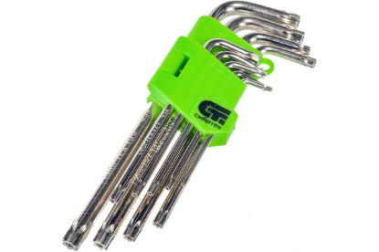 Изображение Набор ключей имбусовых Tamper-Torx, 9 шт.: TT10-TТ50, 45x, закаленные, короткие, никель// Сибртех