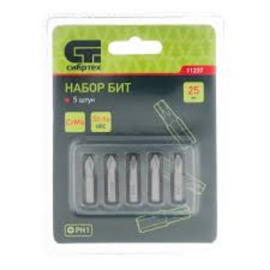 Изображение Набор бит PH1x25, сталь CrMo, 5 шт.// Сибртех