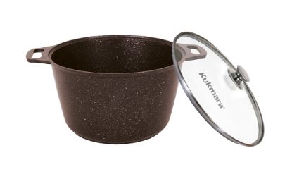 Изображение KUKMARA Кастрюля 8 л со стек.крышкой кофейный мрамор кмк82-1а