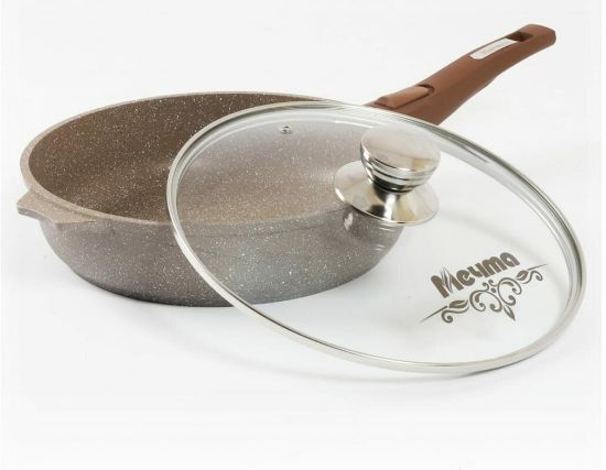 Изображение МЕЧТА Сковорода 26см Гранит Brown со сьемной ручкой и стеклянной крышкой C026806
