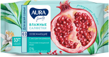 Изображение AURA Влажные салфетки 63 шт