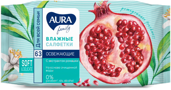 Изображение AURA Влажные салфетки 63 шт