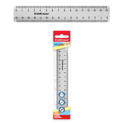 Изображение 52972 Линейка пластиковая ErichKrause® Clear, 15см, прозрачная, во флоупаке