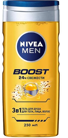 Изображение Nivea Гель для душа "BOOST" 3в1 для тела, лица, волос серии "Nivea Men" 500 ml