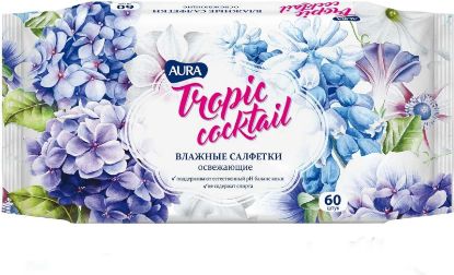 Изображение AURA Влажные салфетки TROPIC COCKTAIL 60шт