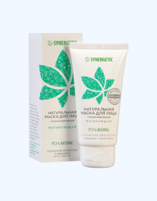 Изображение Натуральная маска для лица SYNERGETIC Матирующая 50мл