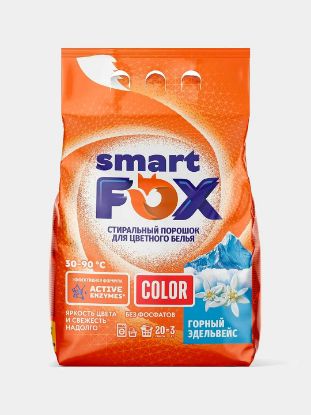 Изображение Порошок для стирки SMART FOX COLOR Горный эдельвейс, 3кг