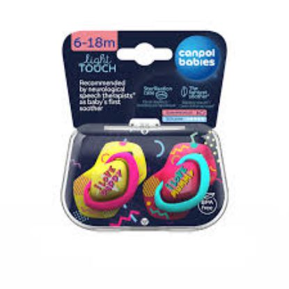 Изображение CANPOL BABIES пустышка силиконовая NEON LOVE 2 шт розовая 0-6 м