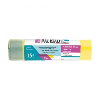 Изображение Пакеты для мусора с завязками 35 л x 15 шт. синие, Home// Palisad