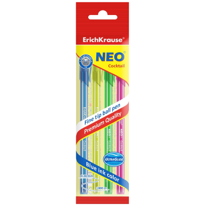 Изображение 47508 Ручка шариковая ErichKrause® Neo® Candy, цвет чернил синий (в пакете по 4 шт.)