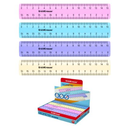 Изображение 52977 Линейка пластиковая ErichKrause® Standard, 15см, голубая, во флоупаке