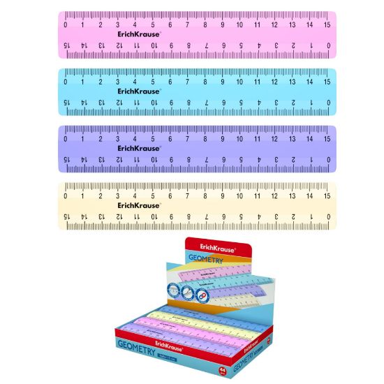 Изображение 52977 Линейка пластиковая ErichKrause® Standard, 15см, голубая, во флоупаке