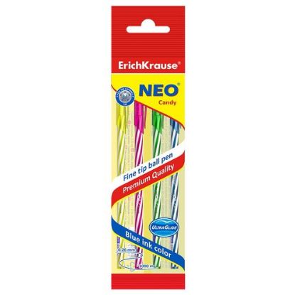 Изображение 47508 Ручка шариковая ErichKrause® Neo® Candy, цвет чернил синий (в пакете по 4 шт.)