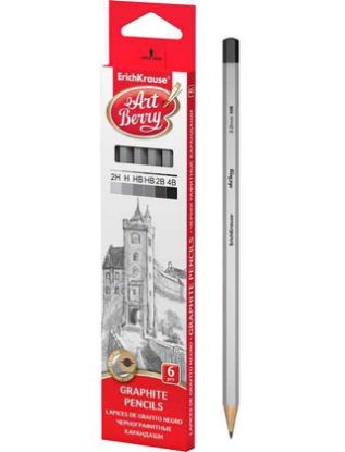 Изображение 45389 Чернографитные шестигранные карандаши ArtBerry® 2H, H, HB, HB, B, 2B (в коробке 6 шт.)