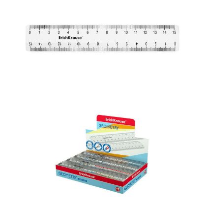 Изображение 52973 Линейка пластиковая ErichKrause® Clear, 15см, прозрачный, в коробке-дисплее