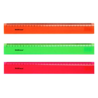 Изображение 53001 Линейка пластиковая ErichKrause® Neon, 30см, ассорти из 4 цветов, в коробке-дисплее